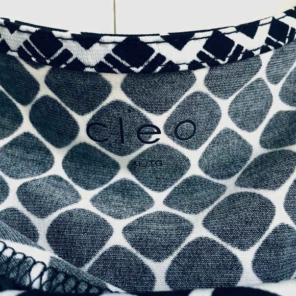 Cleo Asymmetrical B&W Geometric Patchwork Draped Neck Top - Picture 10 of 16